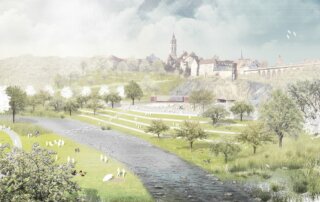 Bild: Wettbewerb LGS Rottweil 2028 Perspektive 1, Rendering: ver.de Landschaftsarchitekten Stadtplaner